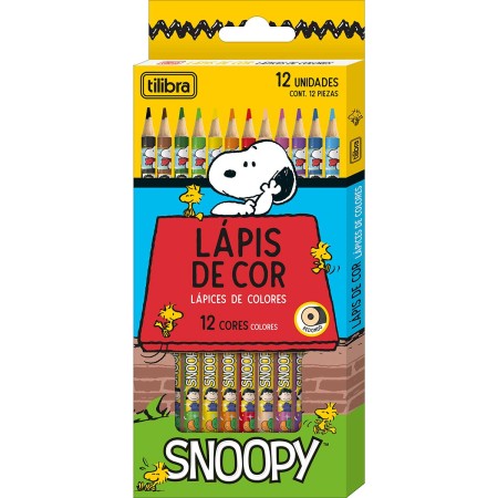 Foto ilustrativa Lapis de Cor 12 Cores Sextavado Madeira Snoopy