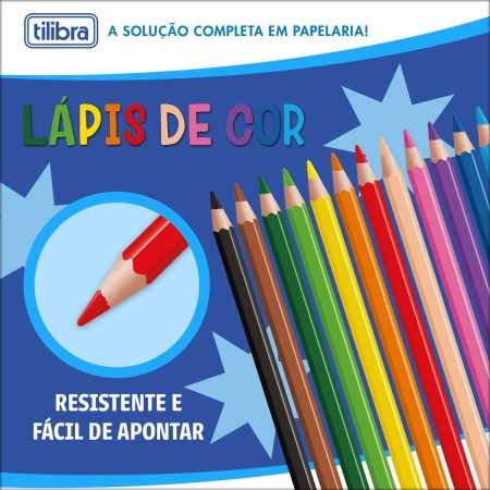 Foto ilustrativa Lápis de Cor 12 Cores Sextavado Madeira