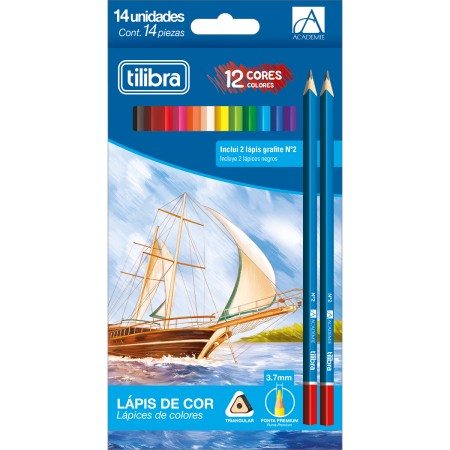 Foto ilustrativa Lápis de Cor 12 Cores Triangular Académie