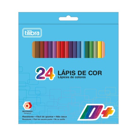 Foto ilustrativa Lápis de Cor 24 Cores Sextavado D+