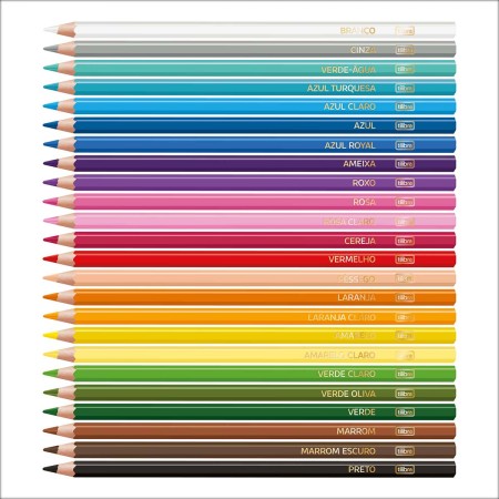 Foto ilustrativa Lápis de Cor 24 Cores Sextavado Madeira