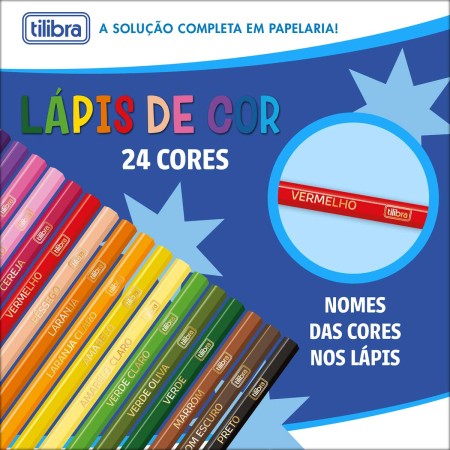 Foto ilustrativa Lápis de Cor 24 Cores Sextavado Madeira