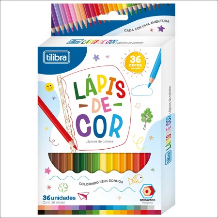 Foto ilustrativa Lápis de Cor 36 Cores Sextavado Madeira