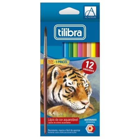 Foto ilustrativa Lápis de Cor Aquarelável 12 Cores Sextavado Académie