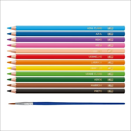 Foto ilustrativa Lápis de Cor Aquarelável 12 Cores Sextavado