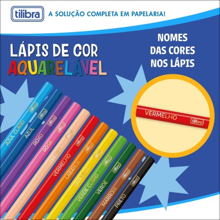 Foto ilustrativa Lápis de Cor Aquarelável 12 Cores Sextavado
