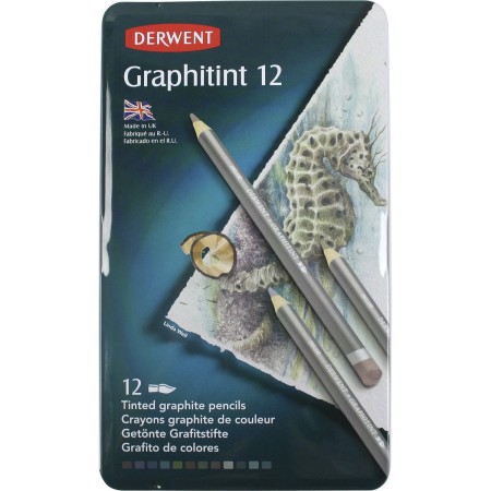 Foto ilustrativa Lápis de Cor Aquarelável Graphitint 12 Cores Estojo Lata