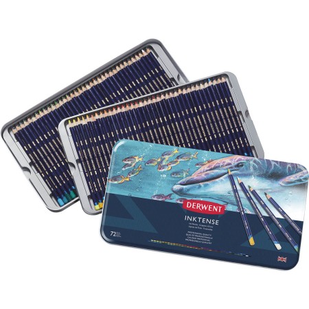 Foto ilustrativa Lápis de Cor Aquarelável Inktense 72 Cores Estojo Lata