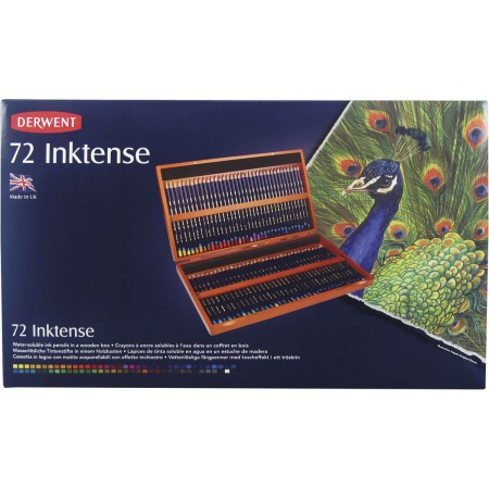 Foto ilustrativa Lápis de Cor Aquarelável Inktense 72 Cores Estojo Madeira Derwent