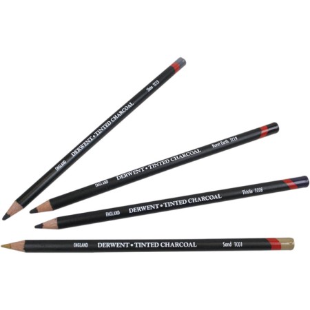 Foto ilustrativa Lápis de Cor em Carvão Tingido 24 Cores Estojo Lata