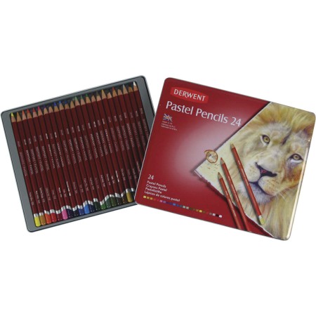 Foto ilustrativa Lápis de Cor Pastel 24 Cores Estojo Lata