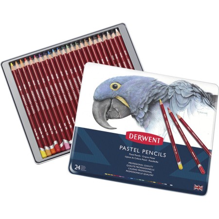 Foto ilustrativa Lápis de Cor Pastel 24 Cores Estojo Lata