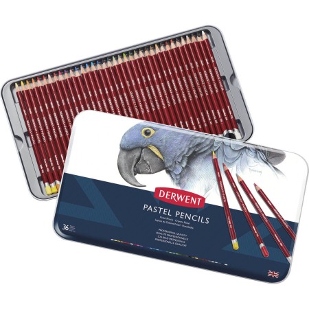 Foto ilustrativa Lápis de Cor Pastel 36 Cores Estojo Lata Derwent