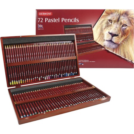 Foto ilustrativa Lápis de Cor Pastel 72 Cores Estojo Madeira Derwent