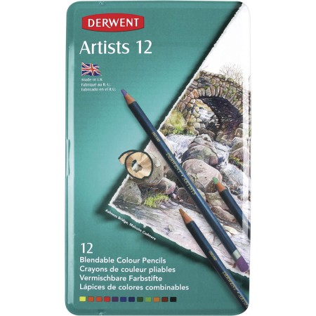 Foto ilustrativa Lápis de Cor Permanente Artists 12 Cores Estojo Lata