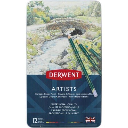 Foto ilustrativa Lápis de Cor Permanente Artists 12 Cores Estojo Lata