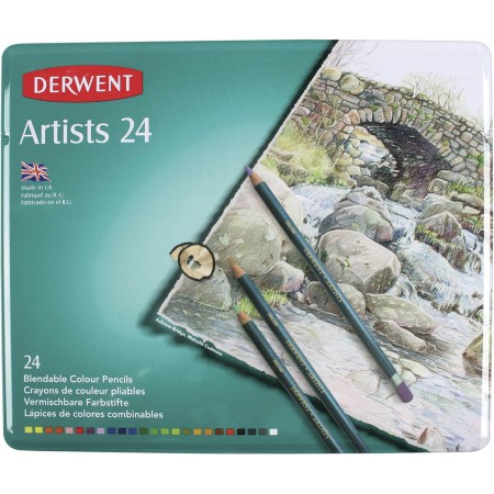 Foto ilustrativa Lápis de Cor Permanente Artists 24 Cores Estojo Lata