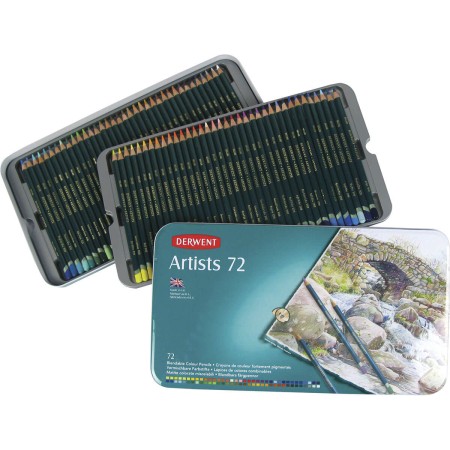 Foto ilustrativa Lápis de Cor Permanente Artists 72 Cores Estojo Lata