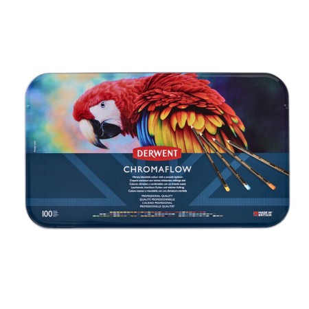 Foto ilustrativa Lápis de Cor Permanente Chromaflow 100 Cores Estojo Lata