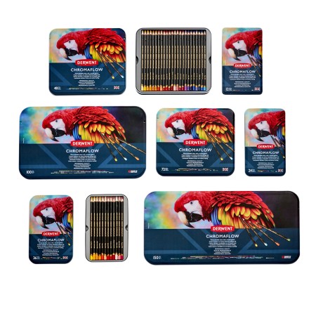 Foto ilustrativa Lápis de Cor Permanente Chromaflow 150 Cores Estojo Lata