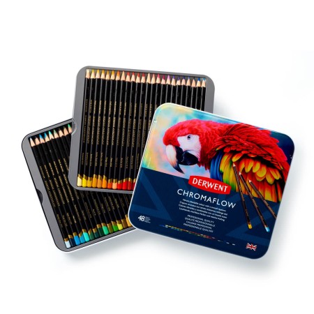 Lápis de Cor Permanente Chromaflow 48 Cores Estojo Lata - Derwent