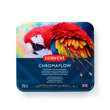 Foto ilustrativa Lápis de Cor Permanente Chromaflow 72 Cores Estojo Lata