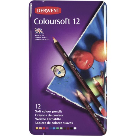 Foto ilustrativa Lápis de Cor Permanente Coloursoft 12 Cores Estojo Lata