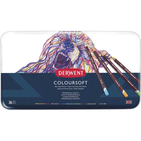 Lápis de Cor Permanente Coloursoft 36 Cores Estojo Lata - Derwent
