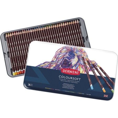 Lápis de Cor Permanente Coloursoft 36 Cores Estojo Lata - Derwent