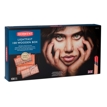 Foto ilustrativa Lápis de Cor Permanente Lightfast 100 Cores Estojo Madeira