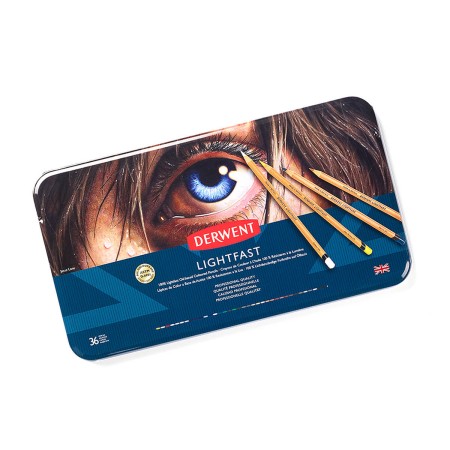 Foto ilustrativa Lápis de Cor Permanente Lightfast 36 Cores Estojo Lata Novas Cores