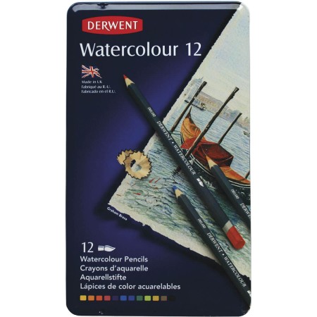 Foto ilustrativa Lápis de Cor Watercolour 12 Cores Estojo Lata