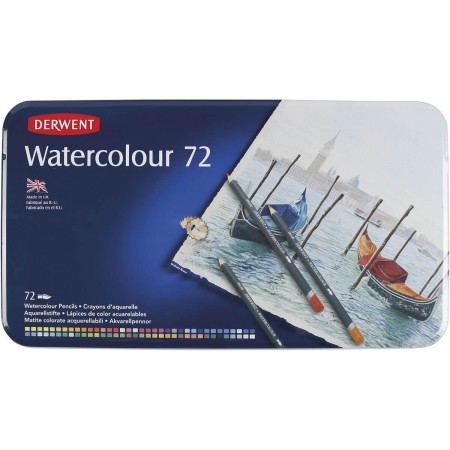 Foto ilustrativa Lápis de Cor Watercolour 72 Cores Estojo Lata
