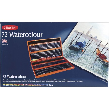 Foto ilustrativa Lápis de Cor Watercolour 72 Cores Estojo Madeira Derwent