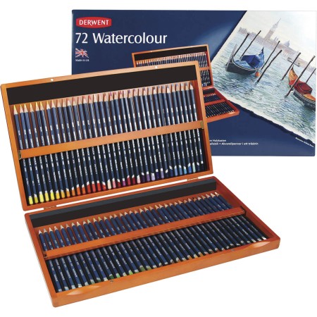 Foto ilustrativa Lápis de Cor Watercolour 72 Cores Estojo Madeira Derwent