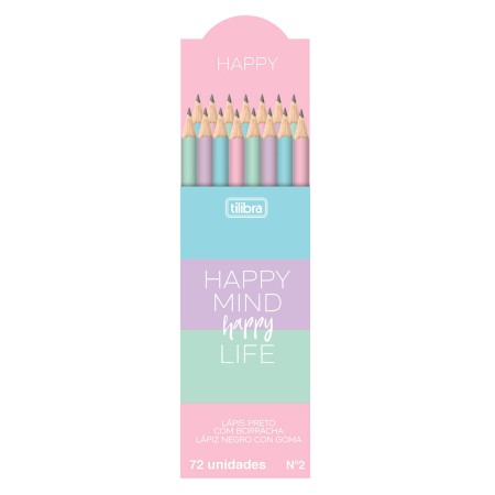 Foto ilustrativa Lápis Preto Redondo com Borracha N.2 Happy