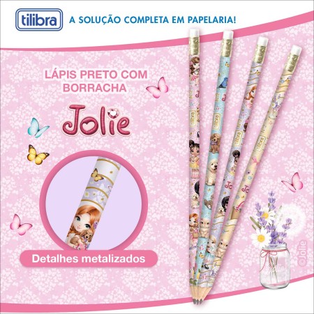 Foto ilustrativa Lápis Preto Redondo com Borracha N.2 Jolie - Blister com 4 Unidades