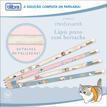 Foto ilustrativa Lápis Preto Redondo com Borracha N.2 Mofusand - Sortido