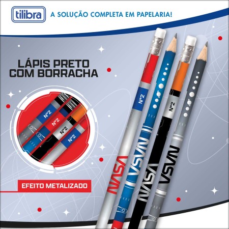 Foto ilustrativa Lápis Preto Redondo com Borracha N.2 Nasa