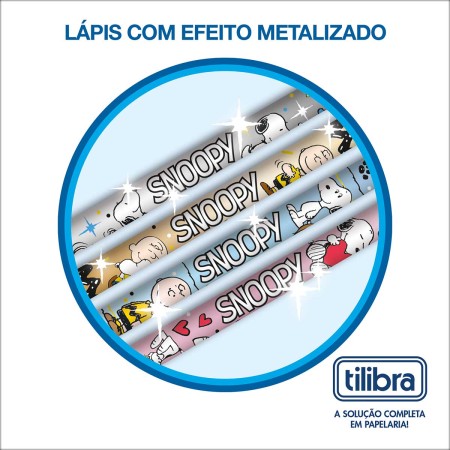 Foto ilustrativa Lápis Preto Redondo com Borracha N.2 Snoopy - Blister com 4 Unidades