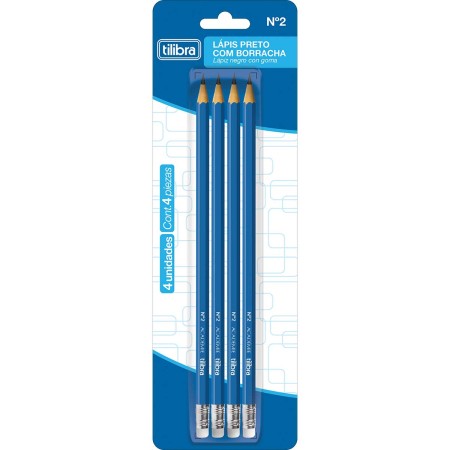 Lápis Preto Sextavado Nº2 D+ - Blister com 4 Unidades - Tilibra