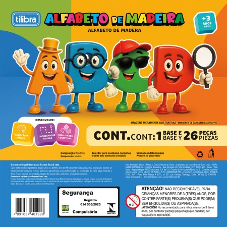 Foto ilustrativa Letras de Encaixe de Madeira 27 Peças