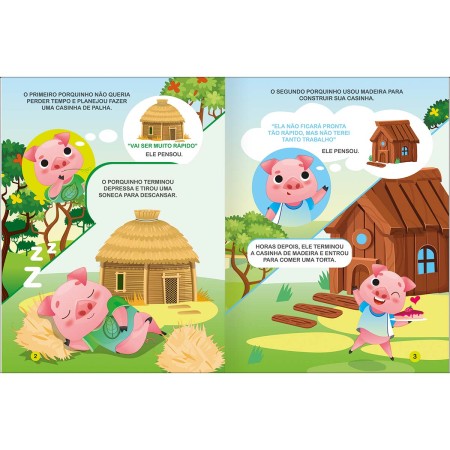 Foto ilustrativa Livro de História 1/4 Os 3 Porquinhos 8 Folhas