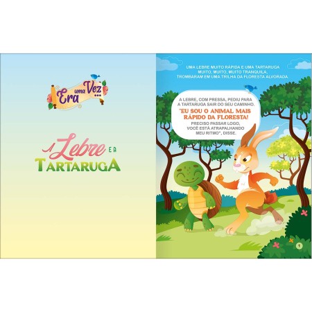 Foto ilustrativa Livro de História Era Uma Vez A Tartaruga e a Lebre 8 Folhas