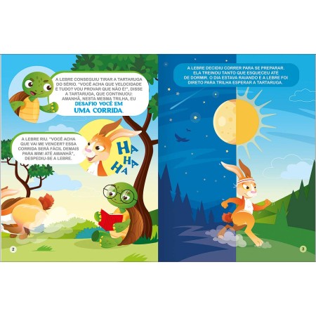 Foto ilustrativa Livro de História Era Uma Vez A Tartaruga e a Lebre 8 Folhas