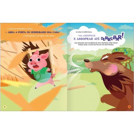 Foto ilustrativa Livro de História Era Uma Vez Os 3 Porquinhos 8 Folhas