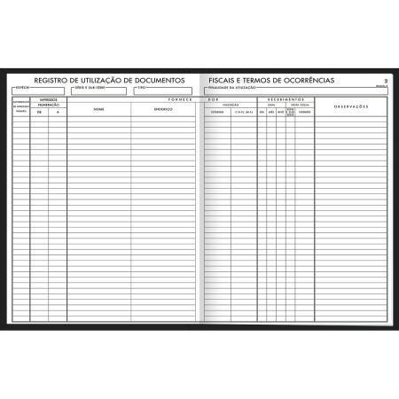 Foto ilustrativa Livro Registro Documento Fiscal e Termos de Ocorrência Capa Dura Modelo 6 - 50 Folhas