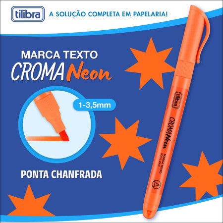 Foto ilustrativa Marca Texto Croma Laranja Neon