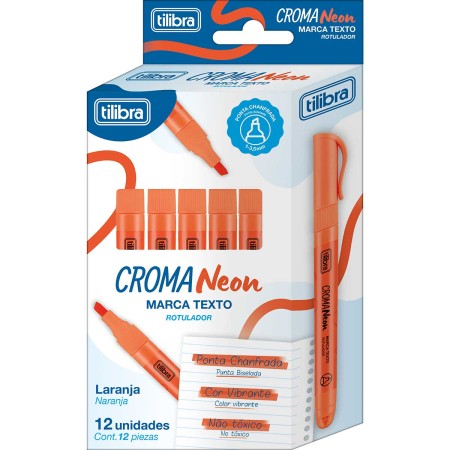 Foto ilustrativa Marca Texto Croma Laranja Neon