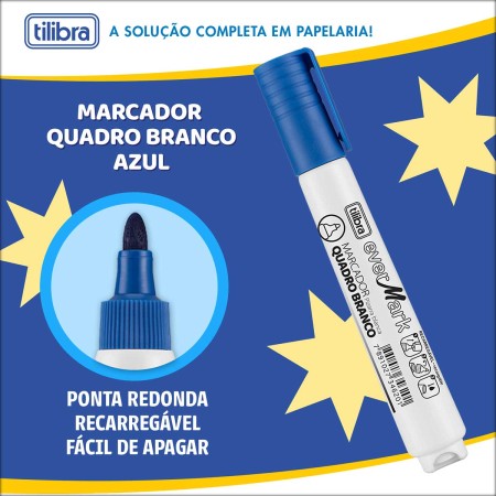 Foto ilustrativa Marcador para Quadro Branco Recarregável EverMark Azul